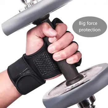 1 Пара защитных накладок для ладоней с обертываниями для запястий Дизайн крепежной ленты Мягкие износостойкие вентилируемые перчатки для тренировок с поднятием тяжестей