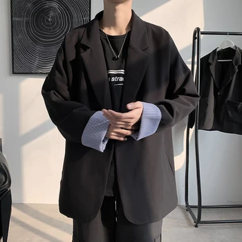 2023 Блейзер в корейском стиле, мужской Модный Однотонный Деловой Повседневный костюм, куртка, мужская уличная одежда, Свободное платье, мужской Формальный блейзер L03