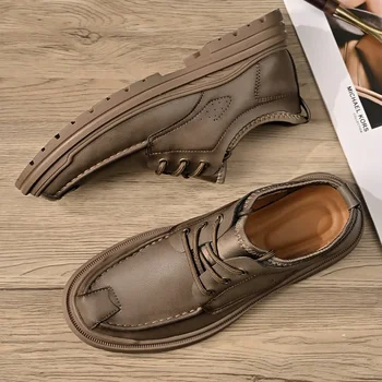 2023 Весна Осень Новая мужская обувь из натуральной кожи Оксфордские туфли на толстой подошве Универсальная деловая повседневная обувь Мужские костюмные туфли
