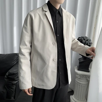 2023 Новый мужской Весенне-осенний костюм, куртка, пальто в корейском стиле, базовая модная повседневная одежда, мужские блейзеры на пуговицах, L62