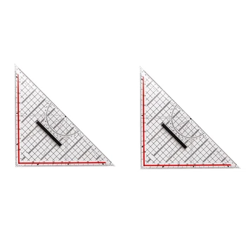 2шт 30-сантиметровая линейка для рисования треугольников Многофункциональная линейка для рисования с ручкой Транспортир Измерительная линейка Канцелярские принадлежности