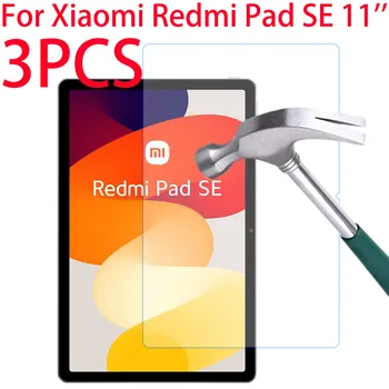 3 упаковки закаленного стекла для Xiaomi Redmi Pad SE с диагональю экрана 11 дюймов 2023, защитная пленка для планшета Redmi Pad SE 11 