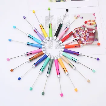 30 шт., деловая четырехцветная ручка для заправки бисером, милые шариковые ручки с бисером, подарок ручной работы, красочная подарочная шариковая ручка для письма