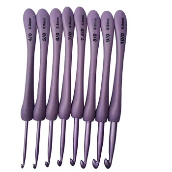 8 шт. Набор модных фиолетовых крючков для вязания пластиковой ручкой, спицы для вязания шляп, свитеров, носков, шарфов