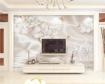 Beibehang Высококачественные 3D обои роскошные потолки ювелирные изделия лебедь телевизор гостиная фон комнаты украшение стен обои фреска