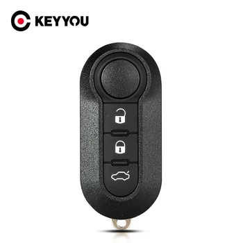 KEYYOU 3 кнопки для Fiat 500 Panda Punto Bravo Auto Чехол для дистанционного ключа автомобиля с неразрезным лезвием, обычная белая кнопка