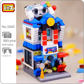 LOZ 1642, Городская улица, комната для видеоигр, аркадный магазин, архитектура магазина, 3D-модель, мини-блоки, кирпичи, строительная игрушка для детей без коробки