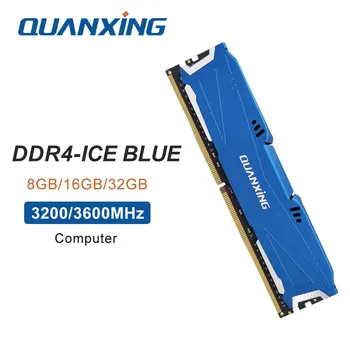 QUANXING Memoria DDR4 8 ГБ 16 ГБ 32 ГБ оперативной памяти ПК 3200 МГц 3600 МГц U-DIMM Настольная память DDR4 Ice Blue 288-pin 1.35 В