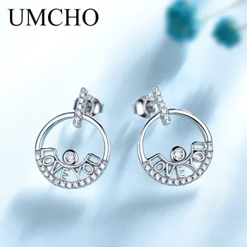UMCHO, твердые серьги-кольца из стерлингового серебра 925 пробы, модные женские серьги-кольца с бриллиантами, модные вечерние роскошные свадебные серьги для женщин, новинка