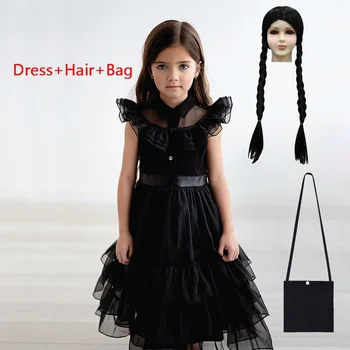 Wednesday Addams Family Costume Платья для косплея на Хэллоуин для девочек Fantasia Wandinha Gothic Wind Vestidos Детское Карнавальное платье Новое