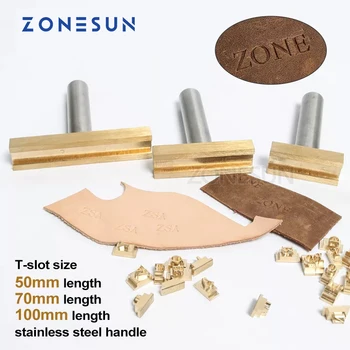ZONESUN 5/7 / 10см Т-образный слот для обозначения алфавитных цифр Инструменты для тиснения кожи Фирменное железо Индивидуальная начальная форма Форма для тиснения