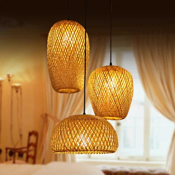 Бамбуковый подвесной светильник LED из натурального ротанга ручной работы в стиле ретро Декор для гостиничного ресторана, сельской чайханы, Бамбуковая люстра INS Lustre