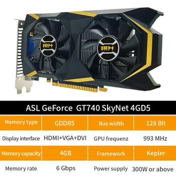 Видеокарта ASL GT 740 Видеокарта NVIDIA GPU GT740 SKyNet 4GB GDDR5 128Bit PCI-E x16 3.0 Компьютерные Игровые видеокарты для ПК