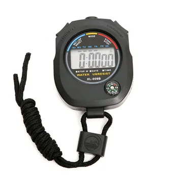 Водонепроницаемый цифровой секундомер Хронограф с браслетом Будильник AM PM 24-часовые часы Ручной ЖК-спортивный секундомер Таймер для бега