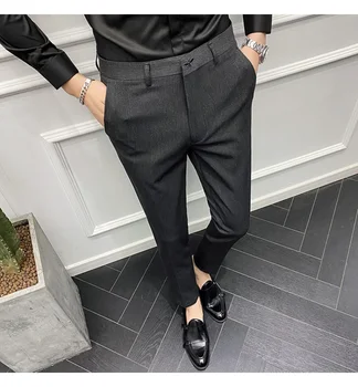 Высококачественные костюмные брюки, весенняя новинка, мужские деловые модные повседневные узкие брюки для маленьких ножек, размер брюк для мужской одежды
