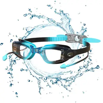 Детские плавательные очки, Плавательные очки с защитой от тумана, Удобный ремешок, 100 Защита от ультрафиолета, Четкое Зрение, Не протекает, Молодежные Плавательные очки