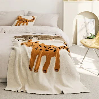 Жаккардовое вязаное одеяло Kawaii Cat из уютной микрофибры, милое кресло, одеяла для телевизора, покрывало для кровати, диван декоративный