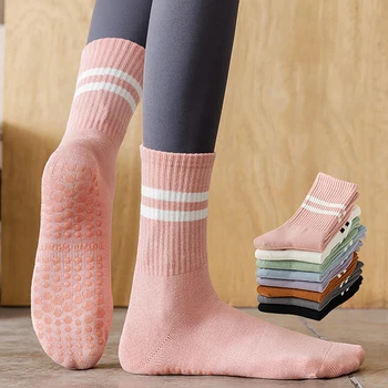 Женские носки-тапочки, нескользящие носки с ручками для женщин, носки для йоги, нескользящие ручки, носки для пилатеса