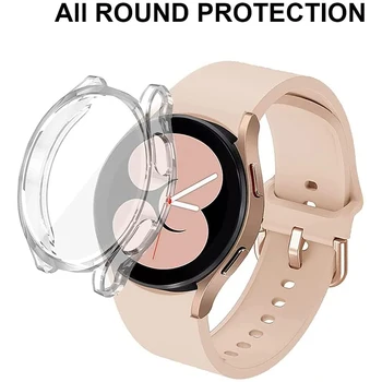 Защитный Чехол Для Samsung Galaxy Watch 4 5 40 мм 44 мм Покрытие Крышки Силиконовый Бампер TPU Защита Экрана Полный Комплект Аксессуаров