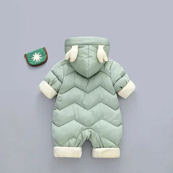 Зимний комбинезон для малышей, комбинезон для мальчиков, плотный фланелевый комбинезон для новорожденных, хлопчатобумажная одежда для маленьких девочек, детское пальто, верхняя одежда Bebes