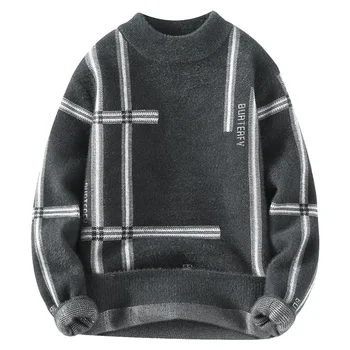 Зимний Новый Модный мужской повседневный Универсальный свитер с полувысоким воротником 2023 года