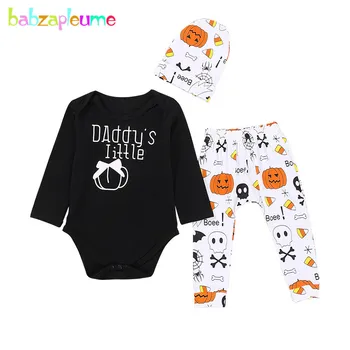 Комплект одежды для Хэллоуина из 3 предметов, Комплект одежды для новорожденных, Милый хлопковый комбинезон для девочек и мальчиков + штаны + шапочки, Одежда для младенцев и малышей BC1793