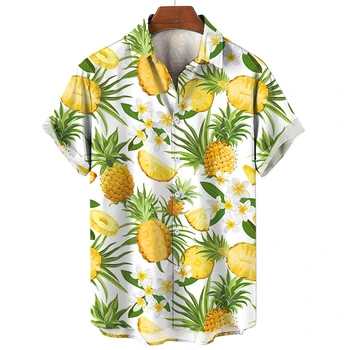 Летние мужские рубашки С 3D-принтом 2024 Мужская гавайская повседневная одежда большого размера 5xl с коротким рукавом, Удобные дышащие топы