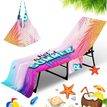 Лимонный летний чехол для пляжного стула, чехол для шезлонгов у бассейна, чехол для стульев с карманом для хранения, летнее быстросохнущее пляжное полотенце