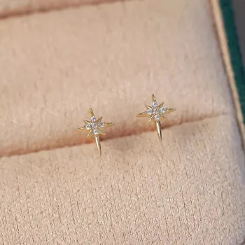Маленькие минималистичные серьги в виде восьмиконечной звезды для девочек, изысканные и универсальные, модные и популярные, красивые