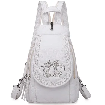 Мини-рюкзаки с вышивкой, женский рюкзак с милым цветочным узором, женский рюкзак из искусственной кожи, белые сумки через плечо для девочек, SAC