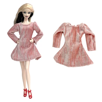 Модное Розовое платье, мини-юбка, повседневная одежда для вечеринок, одежда для куклы Барби, подарок для детского домика для девочек, игрушка 1/6
