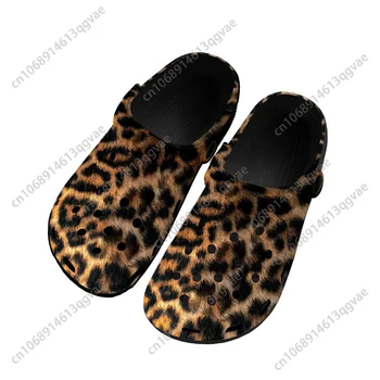 Модные домашние сабо с леопардовым принтом, водонепроницаемая обувь на заказ, Мужская Женская Повседневная обувь с принтом Tide для подростков, Дышащие пляжные тапочки с отверстиями