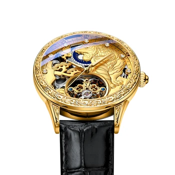 Модные мужские кожаные автоматические механические водонепроницаемые деловые часы бренда Chenxi, мужские роскошные часы, золотые светящиеся наручные часы