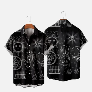 Мужская гавайская футболка в готическом стиле на Хэллоуин Sun MJoon, модная рубашка Y2K Hombre с 3D-принтом, повседневная пляжная одежда оверсайз