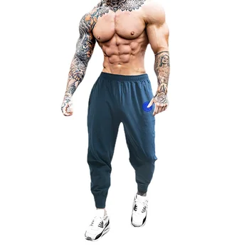 Мужские модные повседневные фитнес-брюки Slim Fit с буквенным принтом Beam Mouth для бодибилдинга, фитнес-тренировки, быстросохнущие спортивные штаны