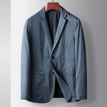 Мужской хлопковый Повседневный костюм, куртка Оверсайз, Весенний Деловой Темно-синий костюм, блейзер, Мужская офисная одежда на пуговицах, пальто Плюс размер M-3XL