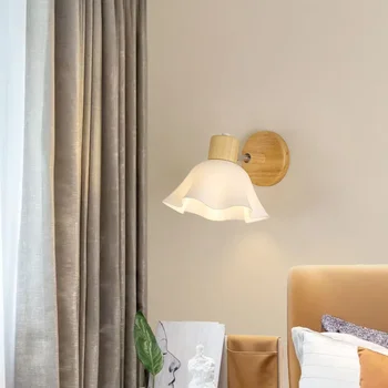 Настенный светильник из скандинавского стекла в форме шестилепесткового цветка для гостиной спальни рядом с рестораном, креативный настенный фон для домашнего декора