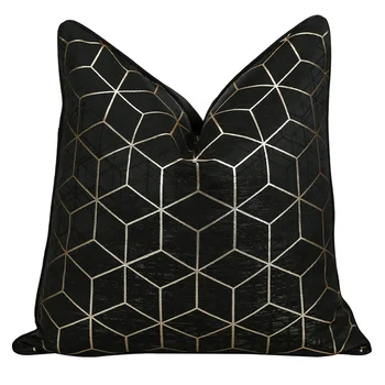 Новая Черная текстурированная наволочка с геометрическим рисунком 18x18 дюймов, роскошная Современная декоративная наволочка для дивана