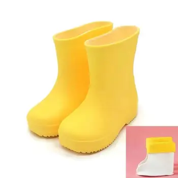Новые детские непромокаемые ботинки с высоким берцем для мальчиков и девочек, мягкая нескользящая подошва, съемный хлопковый чехол, бесплатная доставка, Водная обувь