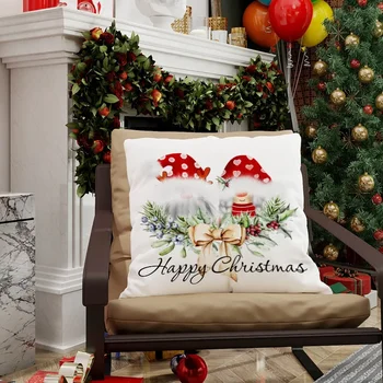 Новые наволочки с принтом красных Снежинок и деревьев, Рождественские Декоративные Чехлы для диванных подушек