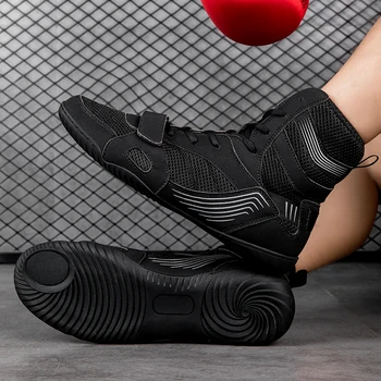 Новые сетчатые дышащие мужские боксерские туфли, Износостойкая профессиональная обувь для борьбы, Удобные боксерские тренировочные ботинки унисекс