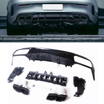 Обвес C63 Style Для Mercedes-Benz W205 C Class AMG Coupe 2 Двери 2015-2021 Диффузор Заднего Бампера для Губ + Черная Труба Глушителя