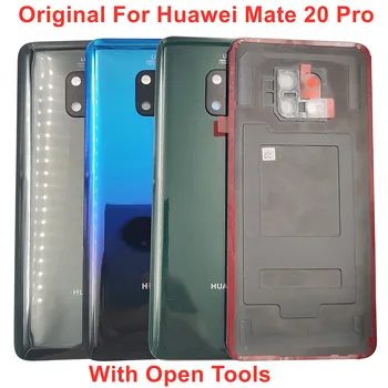 Оригинальная задняя крышка для Huawei Mate 20 Pro, стеклянная крышка батарейного отсека, панель корпуса задней двери, чехол с рамкой камеры, объектив, клей для фонарика,