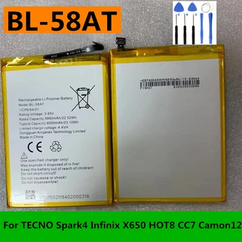 Оригинальный новый 6000 мАч BL-58AT для TECNO Spark 4 / Infinix X650 HOT 8 CC7 Camon 12 Аккумулятор для мобильного телефона