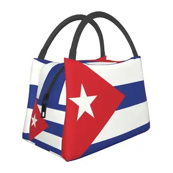 Пакеты для ланча с изоляцией под флаг Кубы для пикника на открытом воздухе, Кубинский патриотический термоохладитель с возможностью повторного использования, коробка для Бенто для женщин
