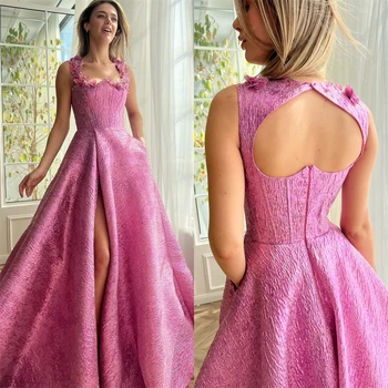 Платья для выпускного вечера Изысканное бальное платье-спагетти из атласа с драпировкой в виде коктейльных цветов Вечернее платье robe soirée vestidos elegantes