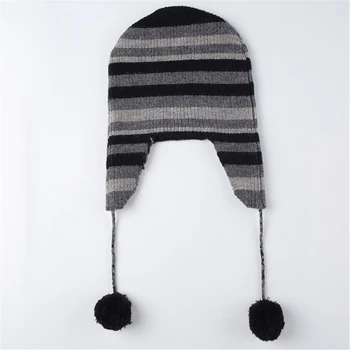 Полосатая шапка-ловец для подростков, сохраняющая тепло, защищающая уши, ветрозащитная шапка для улицы