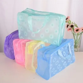 Полупрозрачная сумочка-органайзер для макияжа, дорожная косметичка, водонепроницаемые наборы туалетных принадлежностей из ПВХ, сумка для мытья в ванной, сумочка с ромашкой