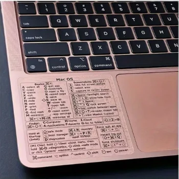 Прозрачная виниловая наклейка с сочетаниями клавиш для Mac OS (Ventura / Monterey / Big Sur / Catalina), совместимая с 13-16-дюймовым MacBook