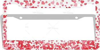 Рамка номерного знака с красными сердечками, День Святого Валентина, Металлическое Крепление для передней крышки номерного знака, рамка для автомобильной бирки для женщин и мужчин 12x6 дюймов